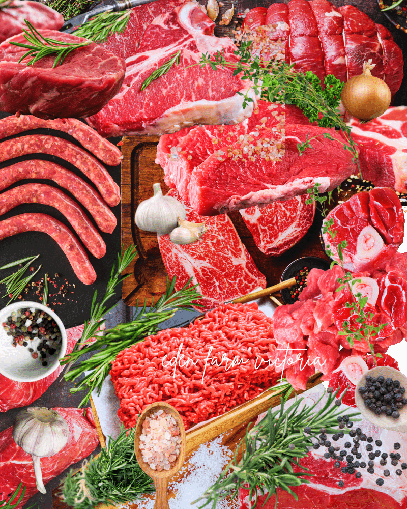 A photo collage of various beef cuts.